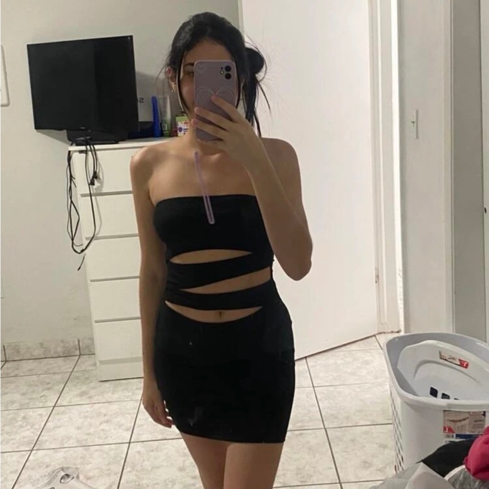 Tube top black dress
